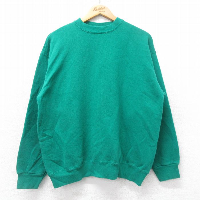 L★古着 TULTEX 長袖 スウェット メンズ 90年代 90s 無地 クルーネック USA製 緑 グリーン 25aug27 中古 スエット トレーナー トップス