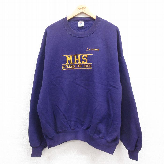 ジャージーズ 90s 長袖スウェット MHS刺繍 パープル XL | 古着
