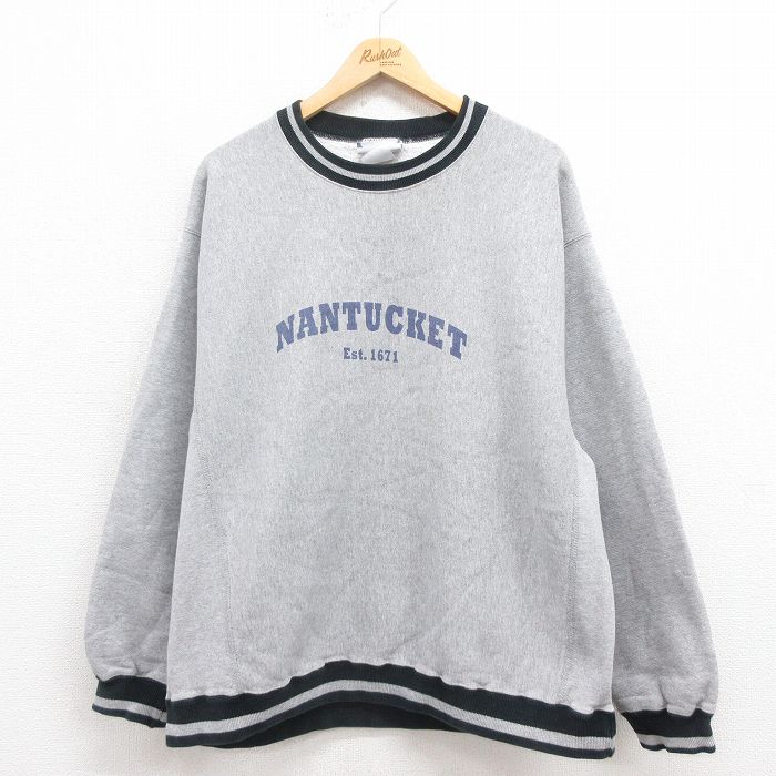XL★古着 リー Lee 長袖 スウェット メンズ 00年代 00s ナンタケット 大きいサイズ クルーネック グレー 霜降り 【spe】 25aug29 中古 スエット トレーナー トップス