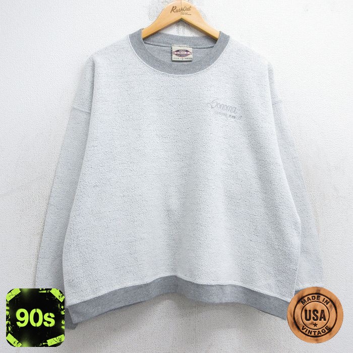 XL★古着 長袖 トップス メンズ 90年代 90s SONOMA 裏起毛 クルーネック USA製 白 ホワイト 25aug30 中古 スエット トレーナー