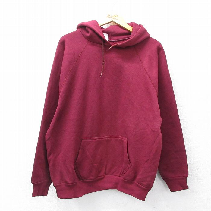 XL★古着 ディスカス 長袖 スウェット パーカー メンズ 80年代 80s 無地 ラグラン USA製 エンジ 【spe】 25sep01 中古 スエット トレーナー トップス