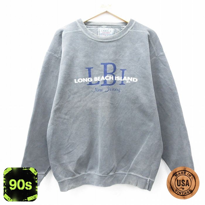 90s 長袖スウェット ロングビーチアイランド グレー L | 古着