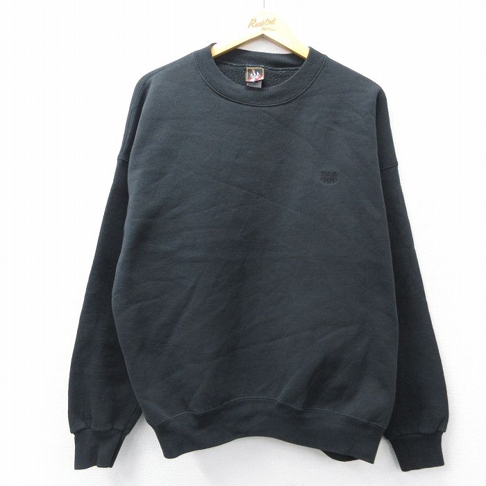 XL★古着 長袖 スウェット メンズ 90年代 90s USAオリンピック 大きいサイズ クルーネック 黒 ブラック 25sep01 中古 スエット トレーナー トップス