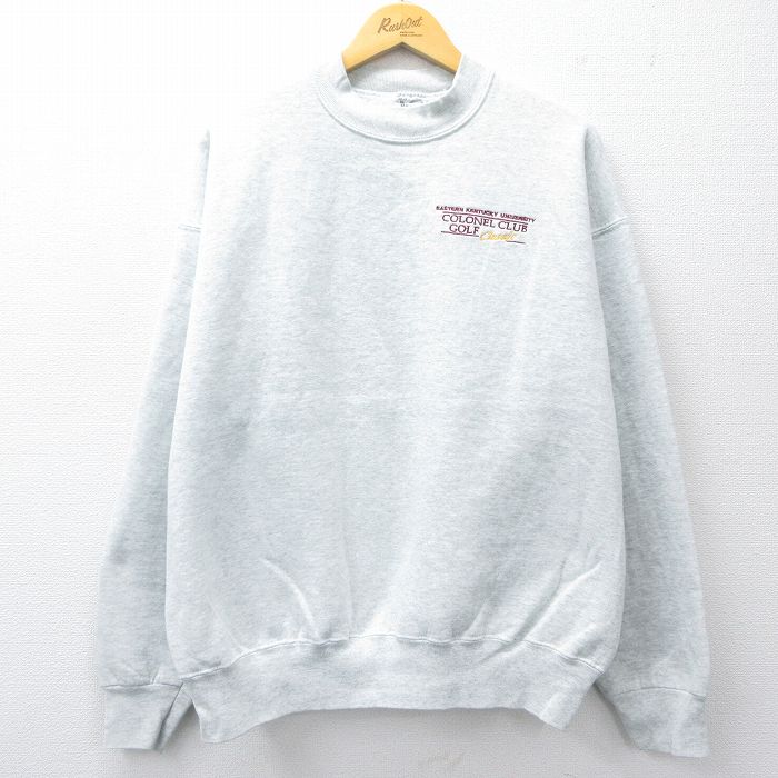 XL★古着 フルーツオブザルーム 長袖 スウェット メンズ 90年代 90s イースタンケンタッキー 大学 ゴルフ 大きいサイズ クルーネック USA製 薄グレー 霜降り 25sep01 中古 スエット トレーナー トップス