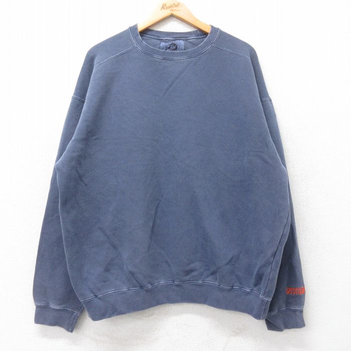 XL★古着 長袖 スウェット メンズ 00年代 00s NYSEG 大きいサイズ クルーネック 薄紺 ネイビー 25sep03 中古 スエット トレーナー トップス