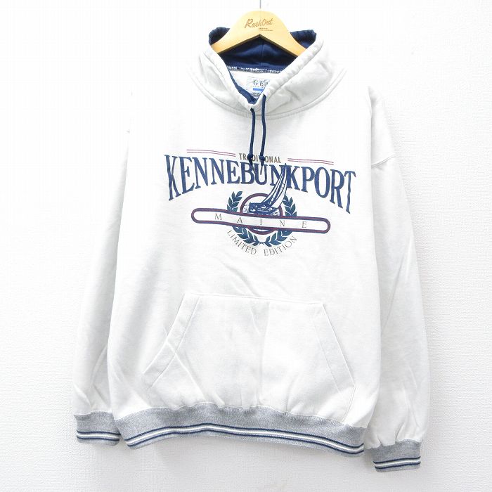 XL★古着 長袖 スウェット パーカー メンズ 00年代 00s ケネバンクポート ヨット 白 ホワイト 25sep04 中古 スエット トレーナー トップス