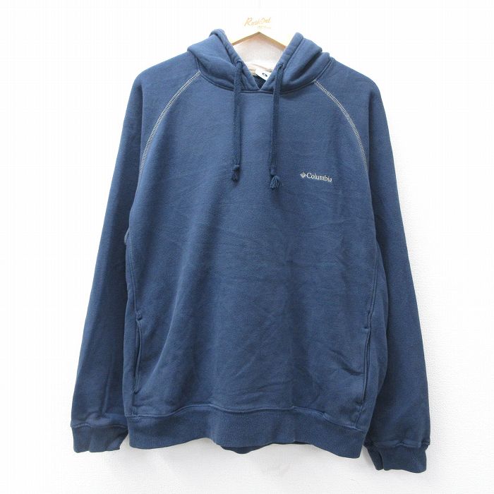 コロンビア 00s ラグランパーカー ワンポイントロゴ ネイビー XL | 古着
