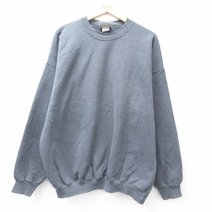 XL★古着 ヘインズ Hanes 長袖 スウェット メンズ 00年代 00s 無地 大きいサイズ クルーネック 濃グレー 25sep04 中古 スエット トレーナー トップス
