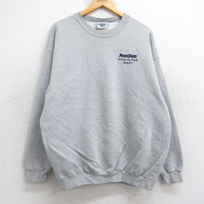 XL★古着 リー Lee 長袖 スウェット メンズ 00年代 00s ペンシルベニア 大学 エアポート クルーネック グレー 霜降り 25sep04 中古 スエット トレーナー トップス