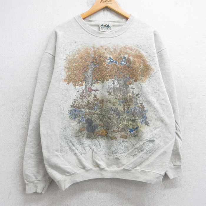 【50%OFF】NORTHERN REFLECTIONS 00s 長袖スウェット リス鳥木 グレー L | 古着