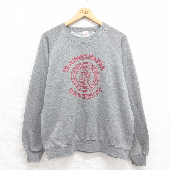 L★古着 ジャージーズ 長袖 スウェット メンズ 80年代 80s トランシルベニア カレッジ ラグラン USA製 グレー 霜降り 【spe】 25sep05 中古 スエット トレーナー トップス