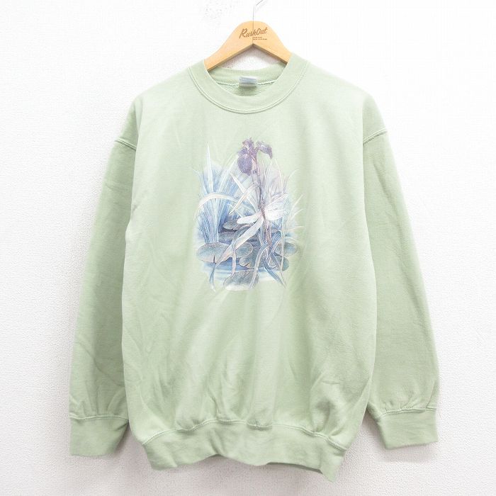 00s 長袖スウェット 花トンボ グリーン L | 古着