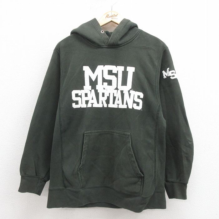 S★古着 MVスポーツ 長袖 スウェット メンズ 00年代 00s MSU 濃緑 グリーン 25sep05 中古 スエット トレーナー トップス
