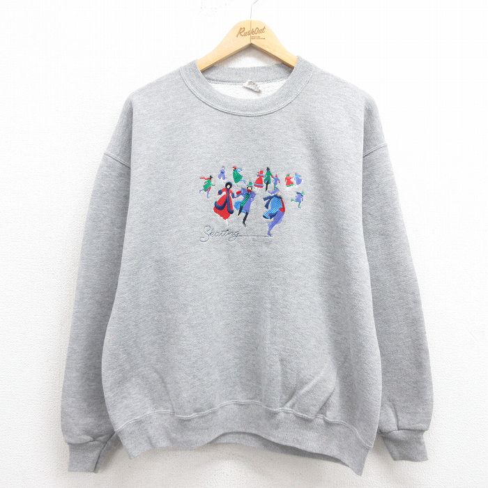 00s 長袖スウェット スケート刺繍 グレー L | 古着