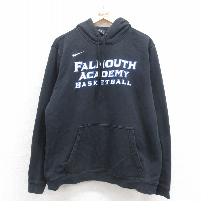 XL★古着 ナイキ NIKE 長袖 スウェット パーカー メンズ バスケットボール 黒 ブラック 25sep05 中古 スエット トレーナー トップス