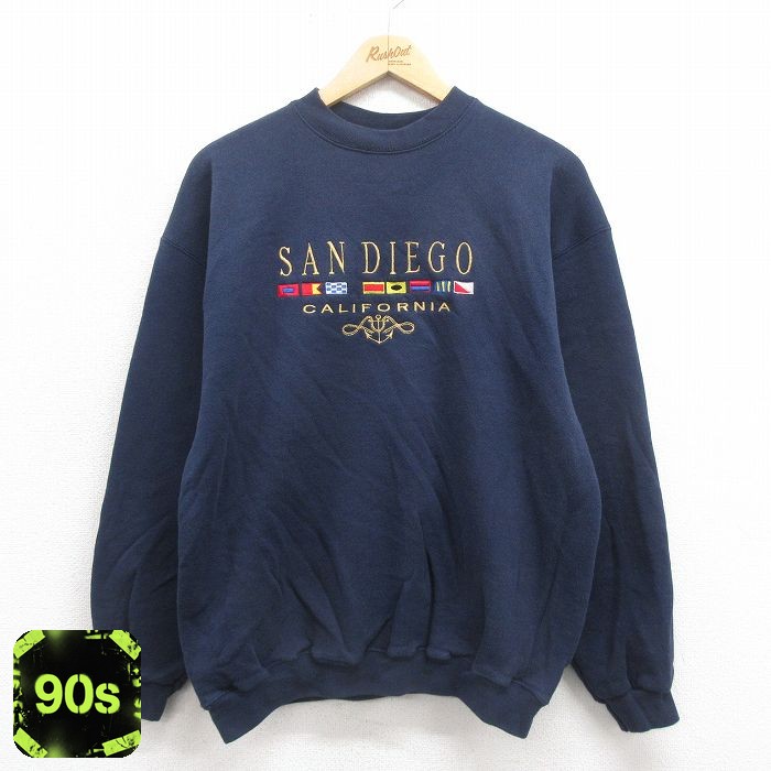 TULTEX 90s 長袖スウェット サンディエゴ刺繍 ネイビー L | 古着