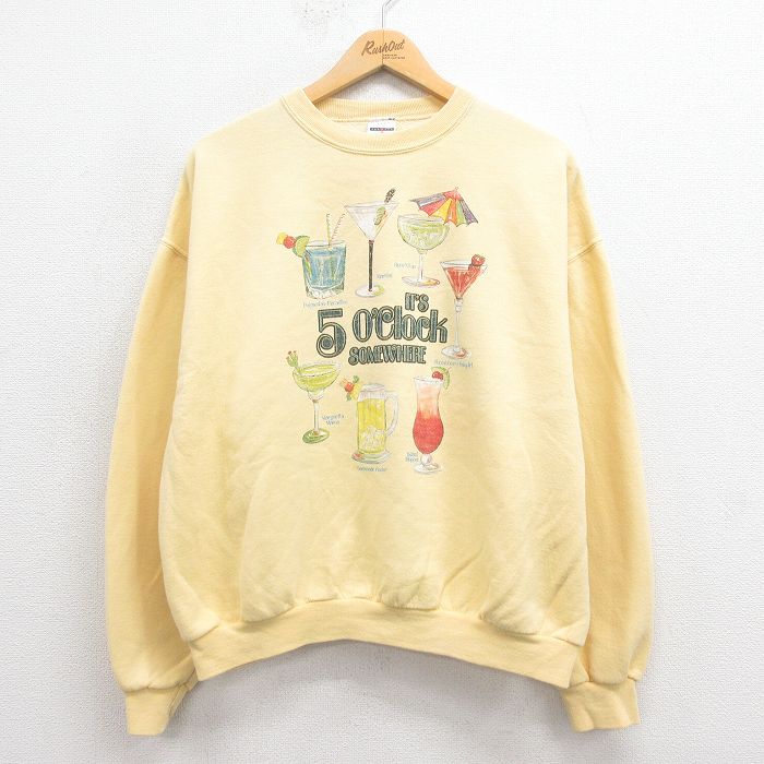 XL★古着 ジャージーズ 長袖 スウェット メンズ 00年代 00s カクテル クルーネック 黄 イエロー 25sep06 中古 スエット トレーナー トップス