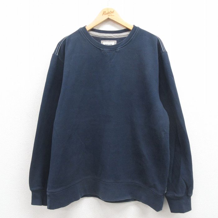 XL★古着 IZOD 長袖 スウェット メンズ 無地 クルーネック 紺 ネイビー 25sep06 中古 スエット トレーナー トップス