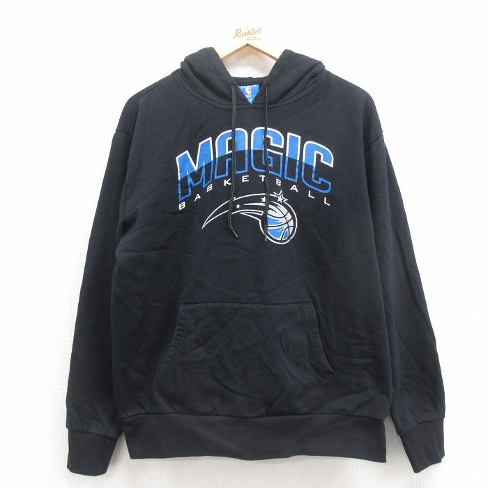 XL★古着 長袖 スウェット パーカー メンズ NBA オーランドマジック 黒 ブラック バスケットボール 25sep06 中古 スエット トレーナー トップス