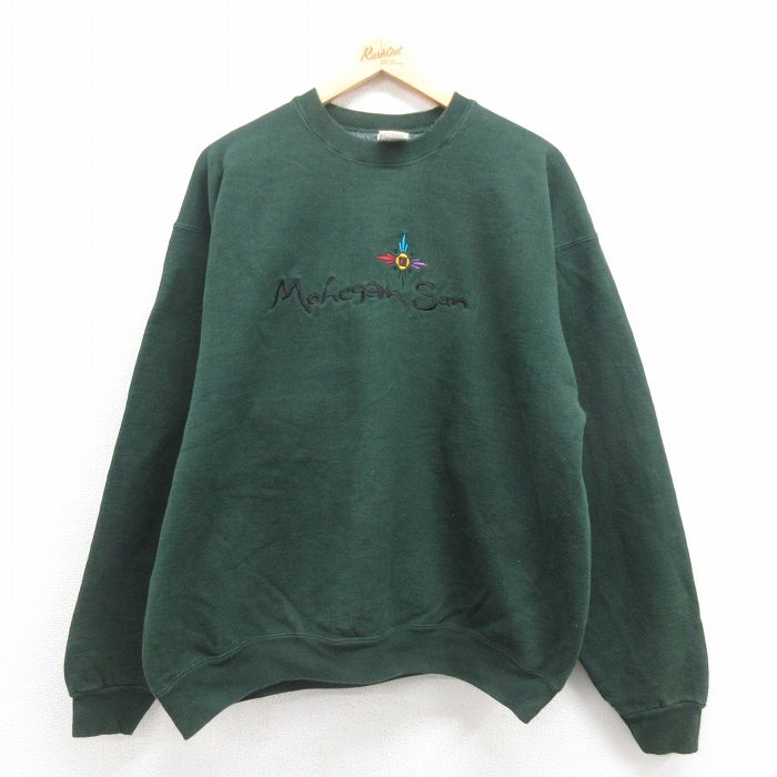 【50%OFF】フルーツオブザルーム 00s 長袖スウェット Mohegan Sun刺繍 グリーン XL | 古着