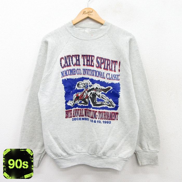 フルーツオブザルーム 90s 長袖スウェット レスリング グレー L | 古着