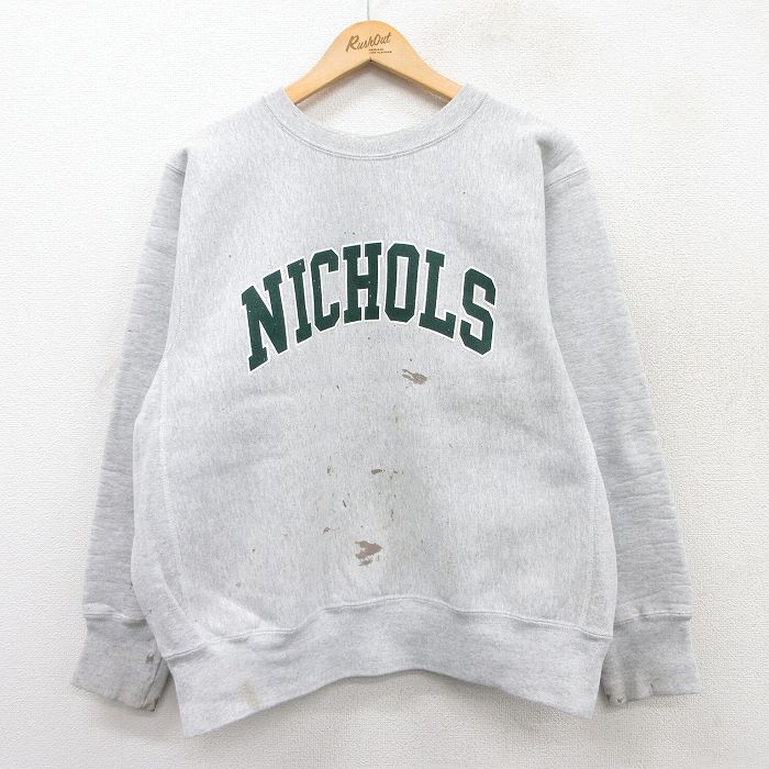 XL★古着 長袖 スウェット メンズ 90年代 90s NICHOLS クルーネック 薄グレー 霜降り 25sep06 中古 スエット トレーナー トップス