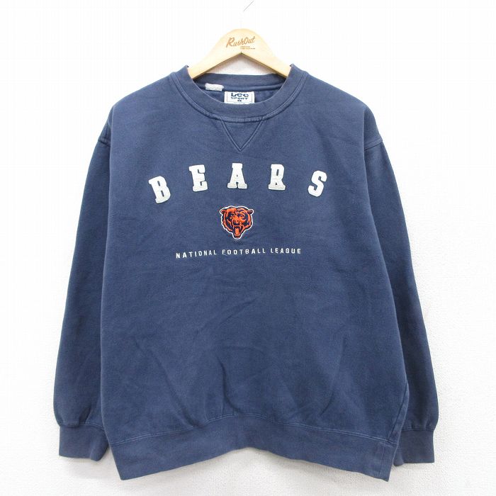 XL★古着 リー Lee 長袖 スウェット メンズ 00年代 00s NFL シカゴベアーズ クルーネック 紺 ネイビー アメフト スーパーボウル 25sep06 中古 スエット トレーナー トップス