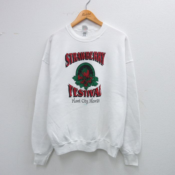 フルーツオブザルーム 90s 長袖スウェット いちごフェスティバル ホワイト XL | 古着
