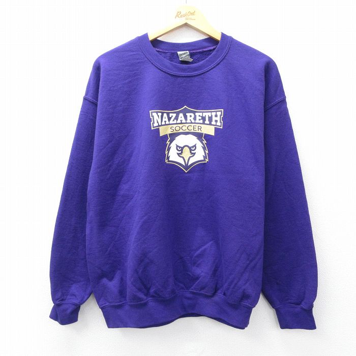 L★古着 長袖 スウェット メンズ NAZARETH クルーネック 紫 パープル 25sep08 中古 スエット トレーナー トップス
