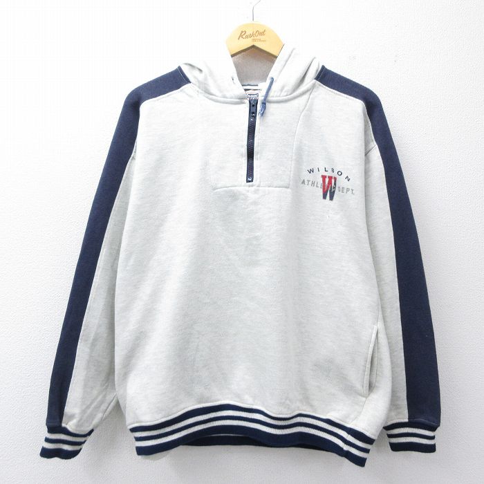 ウィルソン 00s 長袖ハーフジップスウェット ワンポイントロゴ グレー L | 古着