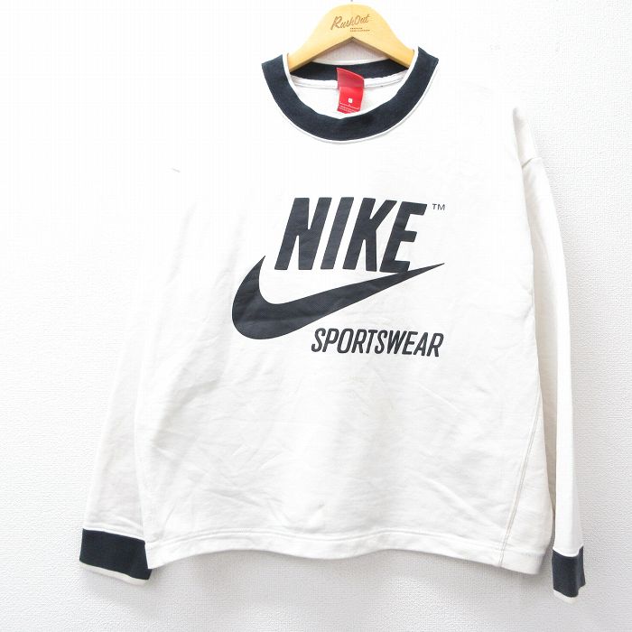 XL★古着 ナイキ NIKE 長袖 スウェット メンズ ビッグロゴ ロング丈 白他 ホワイト 25sep08 中古 スエット トレーナー トップス