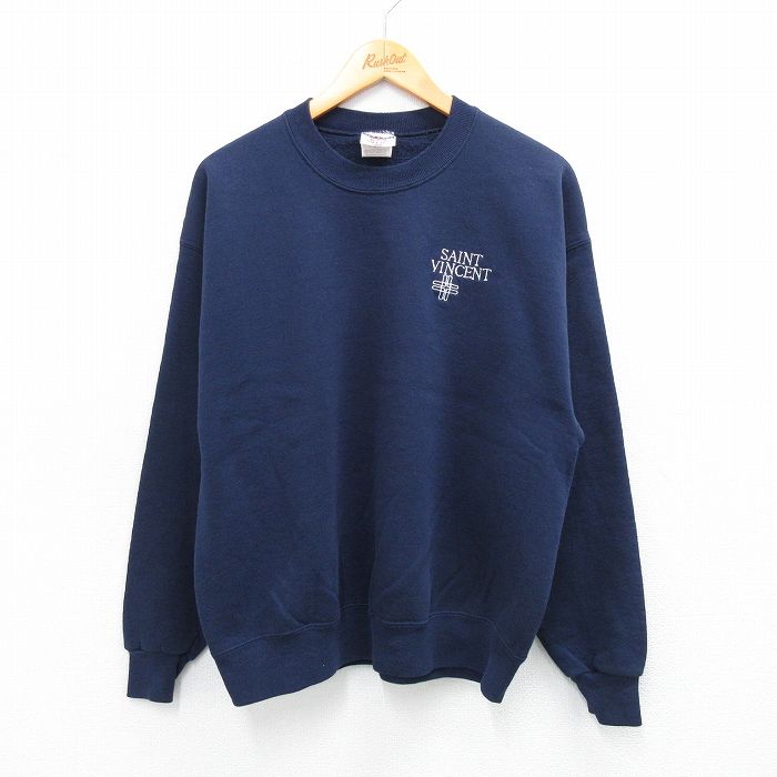 L★古着 ジャージーズ 長袖 スウェット メンズ 00年代 00s SAINT VINCENT クルーネック 紺 ネイビー 25sep08 中古 スエット トレーナー トップス