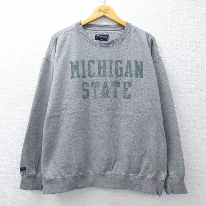 XL★古着 ジャンスポーツ 長袖 スウェット メンズ 00年代 00s ミシガン 大きいサイズ クルーネック 25sep08 中古 スエット トレーナー トップス