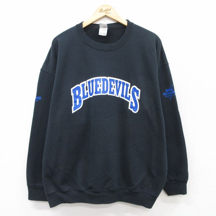 XL★古着 フルーツオブザルーム 長袖 スウェット メンズ 00年代 00s BLUEDEVILS 大きいサイズ クルーネック 黒 ブラック 25sep09 中古 スエット トレーナー トップス