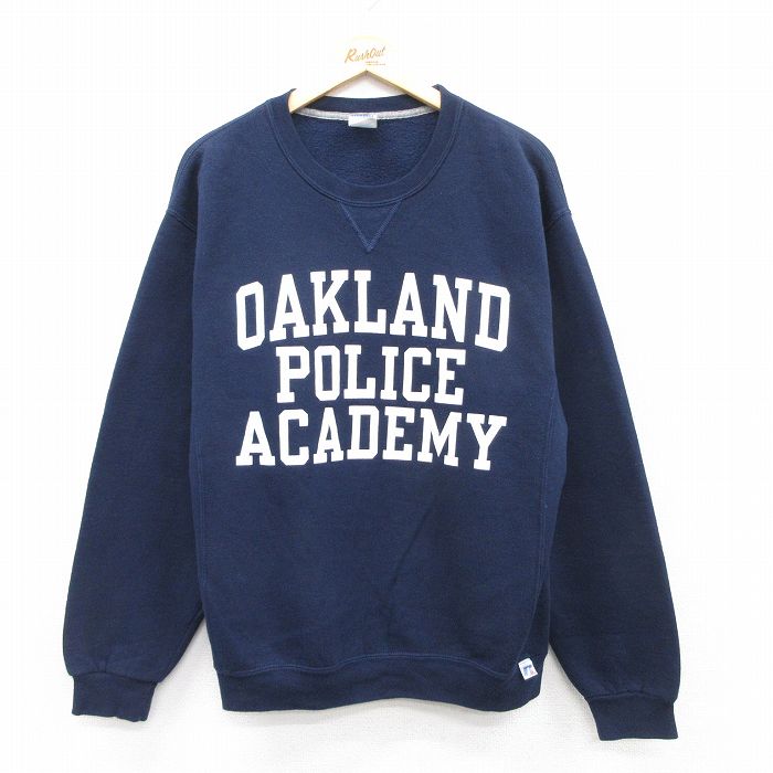 L★古着 ラッセル 長袖 スウェット メンズ 00年代 00s OAKLAND クルーネック 紺 ネイビー 【spe】 25sep09 中古 スエット トレーナー トップス