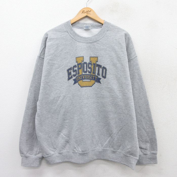 XL★古着 長袖 スウェット メンズ 00年代 00s ESPOSITO 大きいサイズ クルーネック グレー 霜降り 25sep09 中古 スエット トレーナー トップス