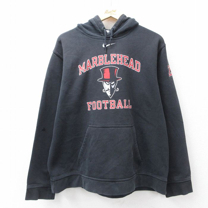 XL★古着 ナイキ NIKE 長袖 スウェット パーカー メンズ MARBLE HEAD 黒 ブラック 25sep09 中古 スエット トレーナー トップス