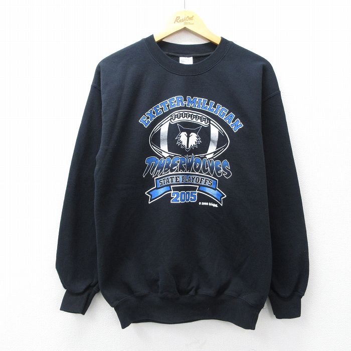 00s 長袖スウェット TIMBERWOLVESプリント ブラック M | 古着