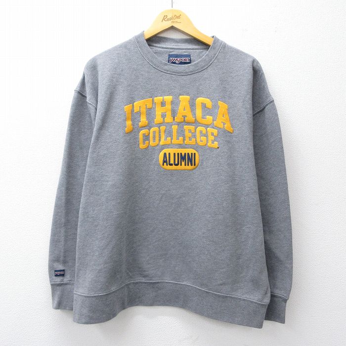 XL★古着 ジャンスポーツ 長袖 スウェット メンズ 00年代 00s ITHAC カレッジ 大きいサイズ クルーネック グレー 霜降り 25sep10 中古 スエット トレーナー トップス