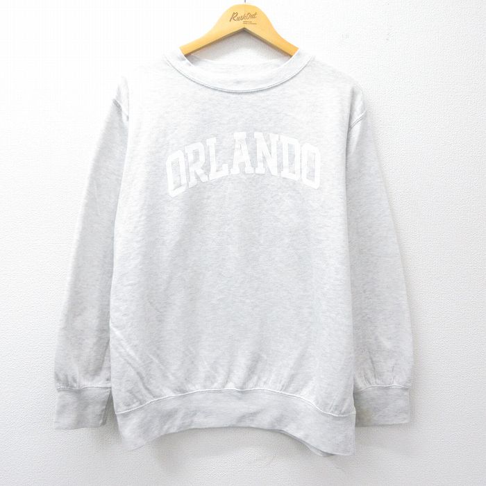 L★古着 MVスポーツ 長袖 スウェット メンズ ORLANDO クルーネック 薄グレー 霜降り 25sep10 中古 スエット トレーナー トップス