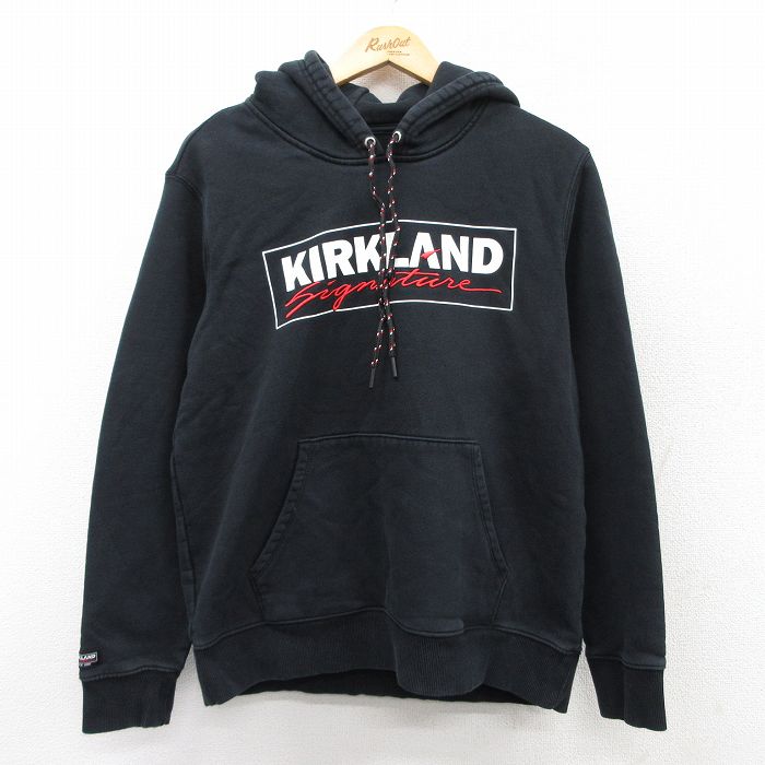 M★古着 長袖 スウェット パーカー メンズ KIRKLAND 黒 ブラック 25sep10 中古 スエット トレーナー トップス