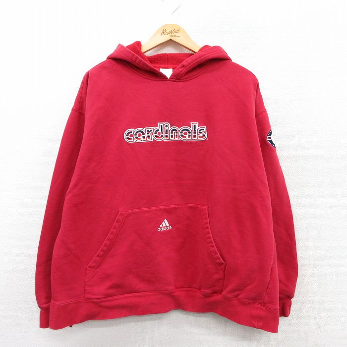 【20%OFF】XL★古着 アディダス adidas 長袖 スウェット パーカー メンズ MLB セントルイスカージナルス 刺繍 赤 レッド メジャーリーグ ベースボール 野球 25sep10 中古 スエット トレーナー トップス