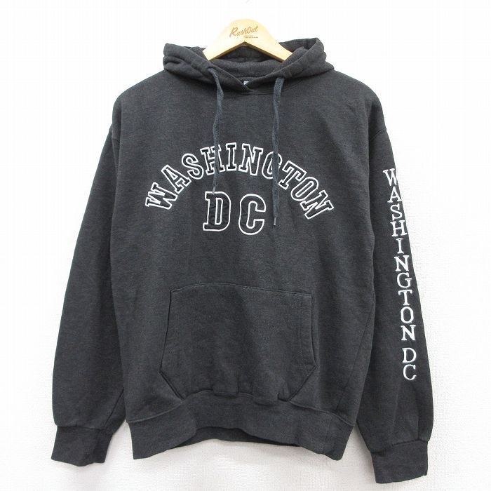 【20%OFF】M★古着 長袖 スウェット パーカー メンズ ワシントンDC 濃グレー 霜降り 25sep10 中古 スエット トレーナー トップス