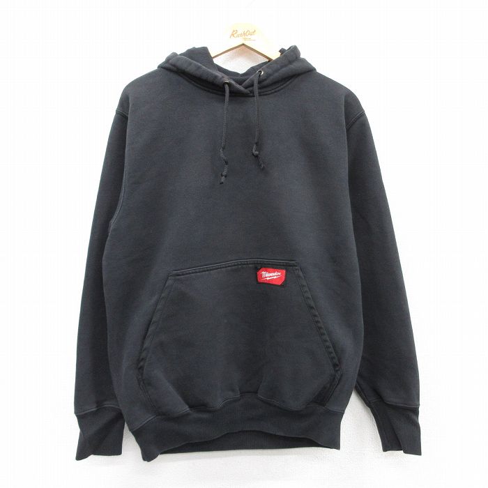 XL★古着 長袖 スウェット パーカー メンズ milwaukee 黒 ブラック 25sep10 中古 スエット トレーナー トップス