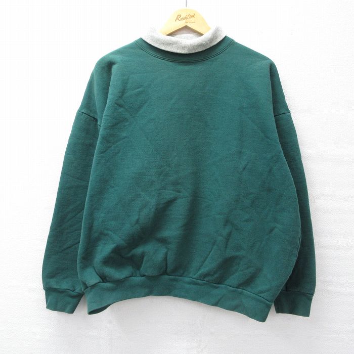 XL★古着 長袖 スウェット メンズ 00年代 00s 無地 大きいサイズ タートルネック ハイネック 緑他 グリーン 25sep11 中古 スエット トレーナー トップス