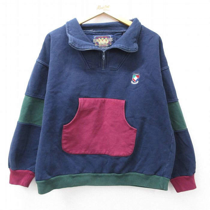 ラルフローレン 80s ハーフジップスウェット ワンポイントロゴ ネイビー L | 古着