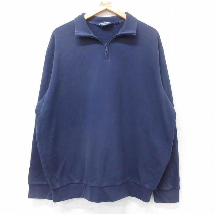 XL★古着 ラルフローレン Ralph Lauren ポロゴルフ 長袖 ブランド ハーフジップ スウェット メンズ 90年代 90s 無地 大きいサイズ 紺 ネイビー 【spe】 25sep12 中古 スエット トレーナー トップス