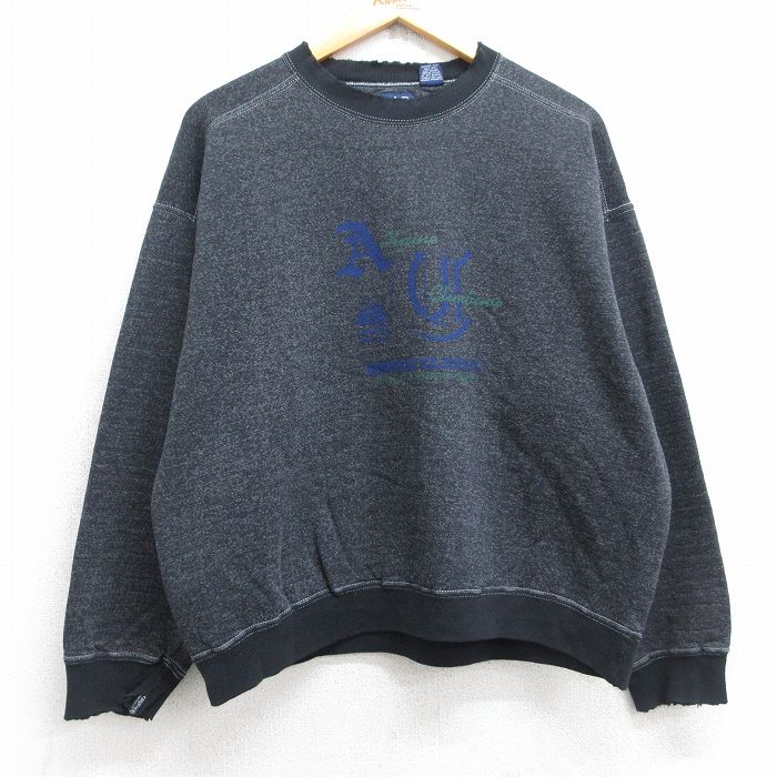 L★古着 ギャップ GAP 長袖 スウェット メンズ 90年代 90s Alpine Climbing クルーネック USA製 黒 ブラック 霜降り 25sep12 中古 スエット トレーナー トップス