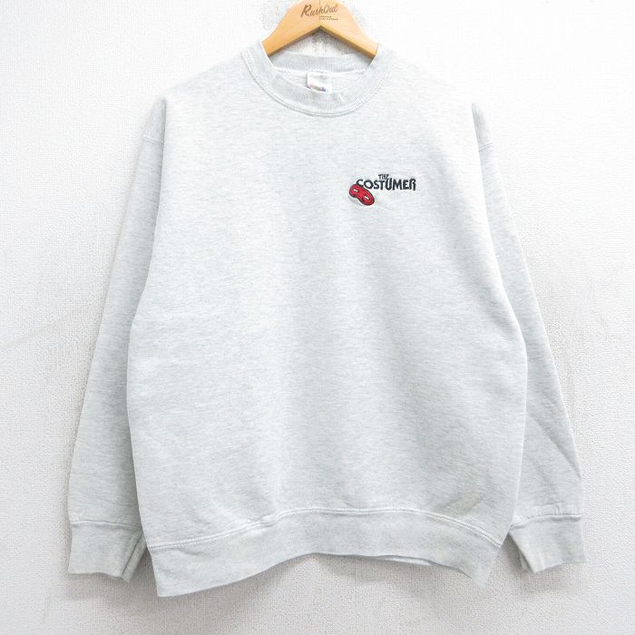 M★古着 フルーツオブザルーム 長袖 スウェット メンズ 90年代 90s COSTUMER クルーネック USA製 薄グレー 霜降り 25sep12 中古 スエット トレーナー トップス