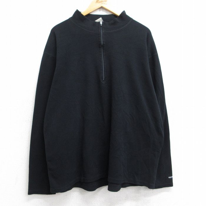 XL★古着 EMS 長袖 ハーフジップ トップス メンズ 00年代 00s 大きいサイズ カナダ製 黒 ブラック 25sep12 中古 スエット トレーナー